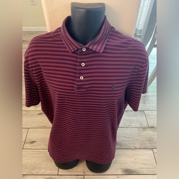 Men’s used Ralph Lauren polo golf shirt size XL red blue striped retro vintage - Picture 1 of 4